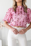 glitter pailletten topje in roze