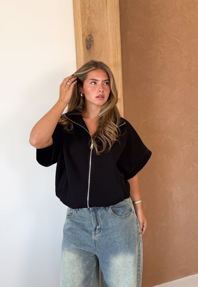 Zippervest Daisy zwart