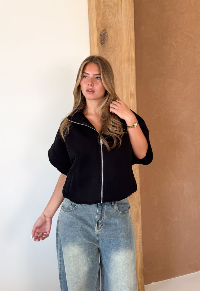 Zippervest Daisy zwart