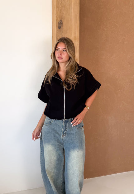 Zippervest Daisy zwart