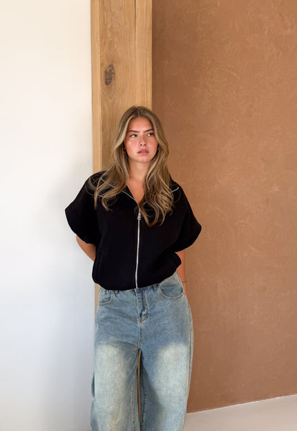 Zippervest Daisy zwart
