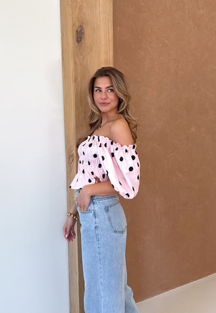 Famous Online Store Abby polkadots top roze