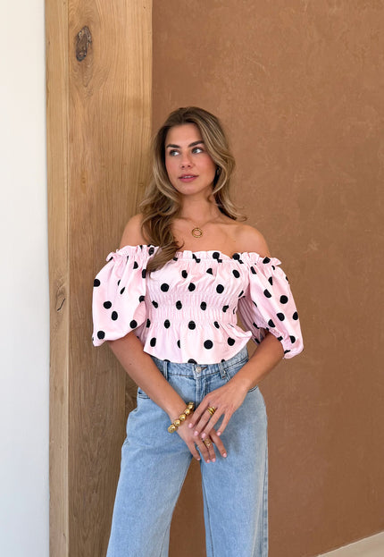 Famous Online Store Abby polkadots top roze