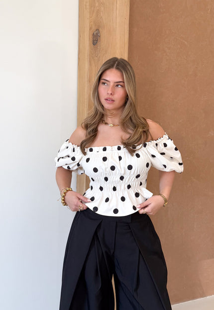 Famous Online Store Abby polkadots top wit