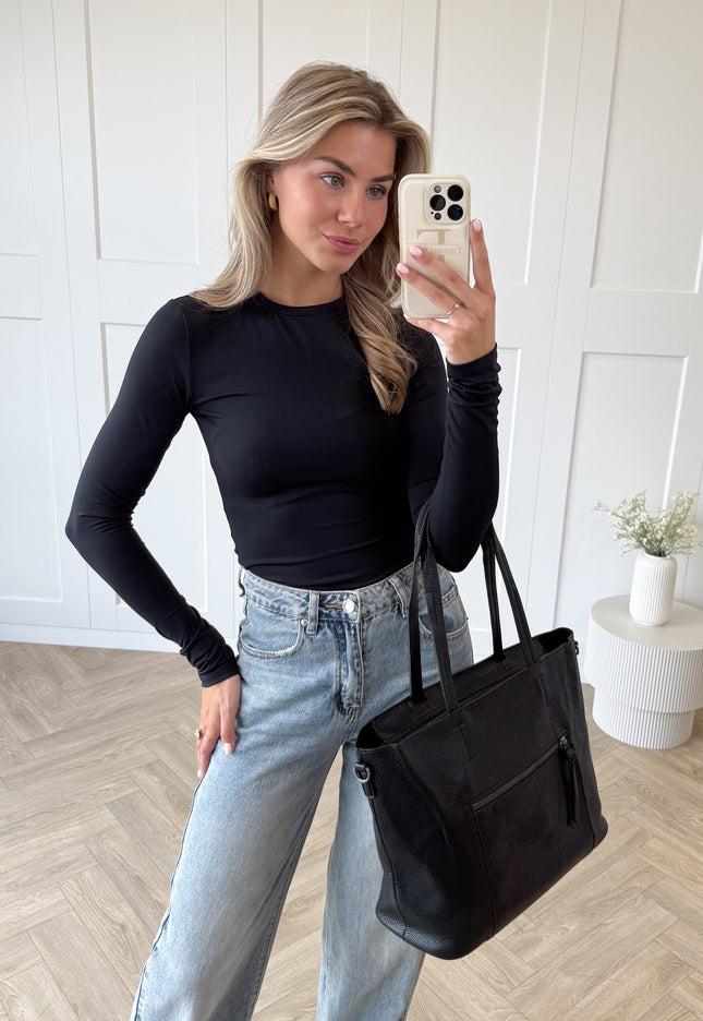 Famous Online Store Basic stretch top Vana zwart