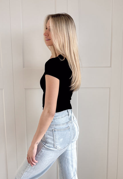 Famous Online Store Basic top Iris zwart