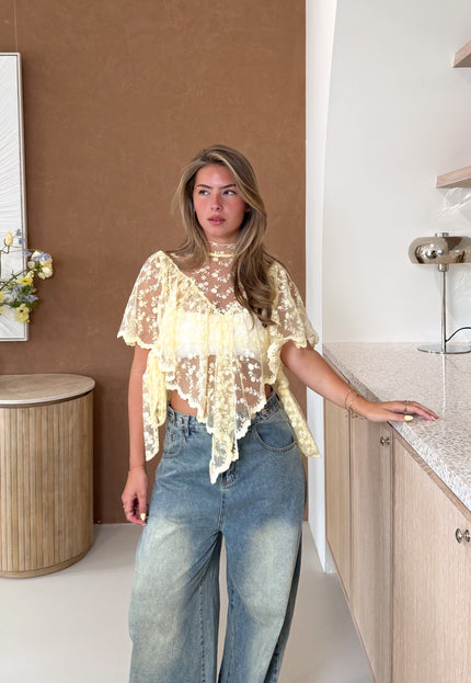 Famous Online Store Bella Lace Top geel