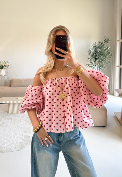 Famous Online Store Bibi polkadots top pink