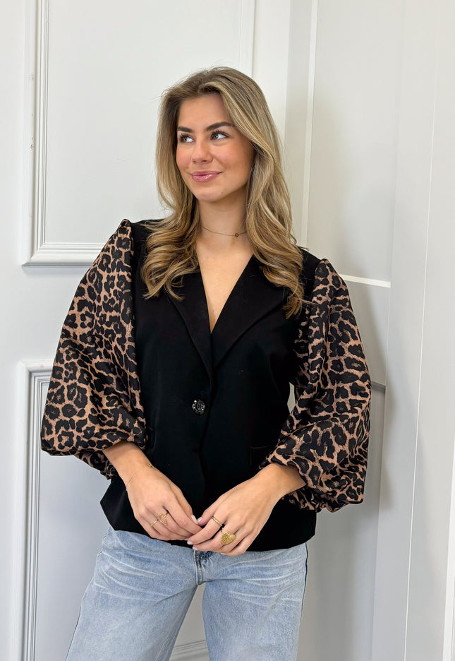 Famous Online Store Blazer Leopard sleeve