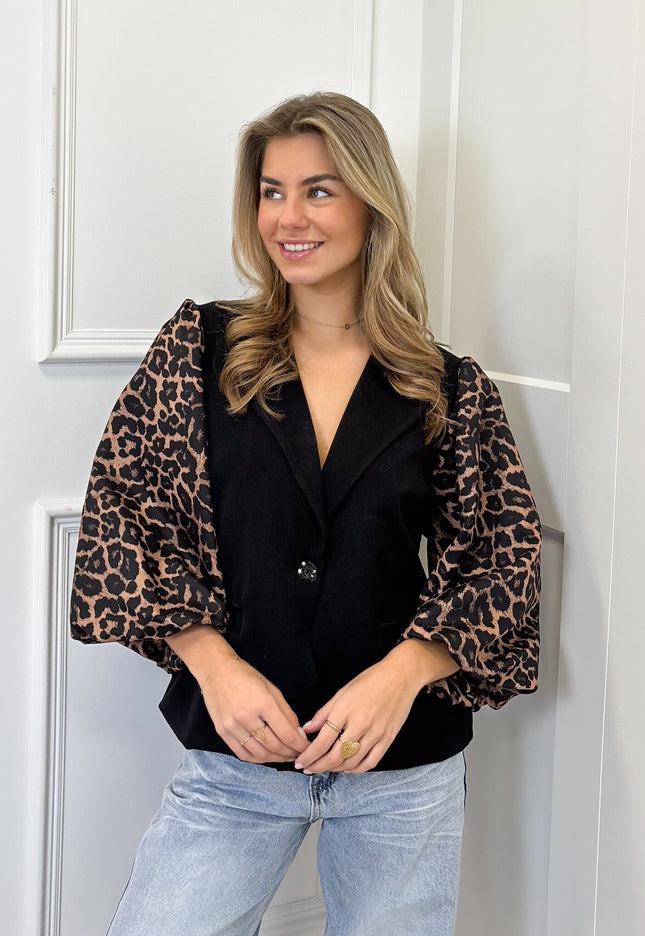 Famous Online Store Blazer Leopard sleeve