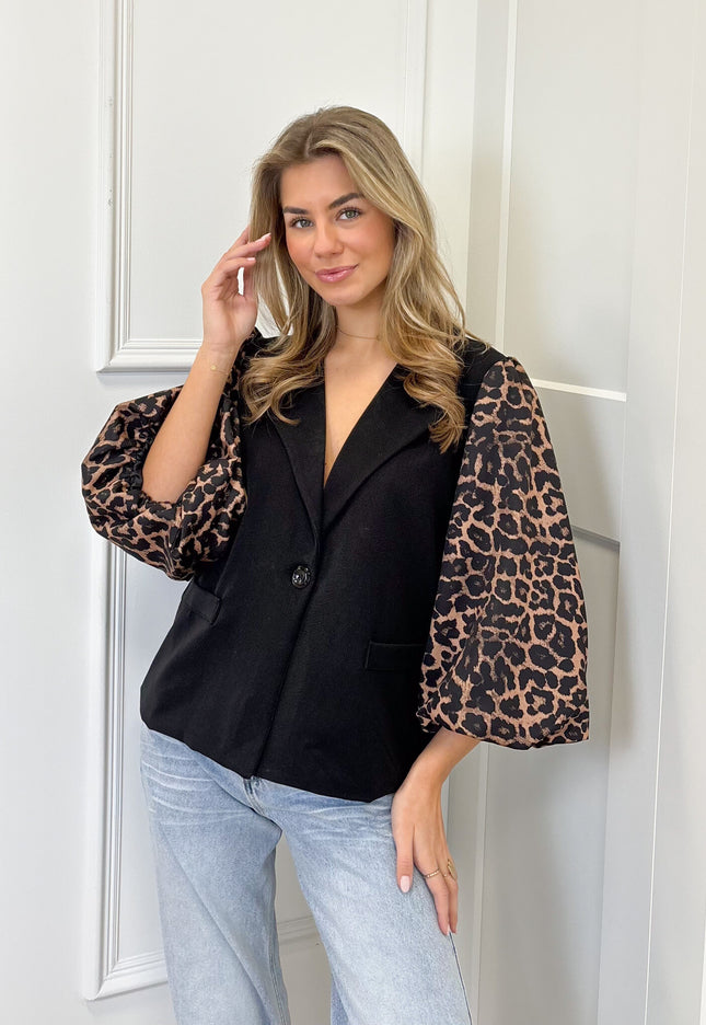 Famous Online Store Blazer Leopard sleeve