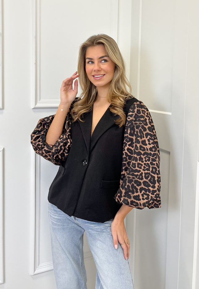 Famous Online Store Blazer Leopard sleeve