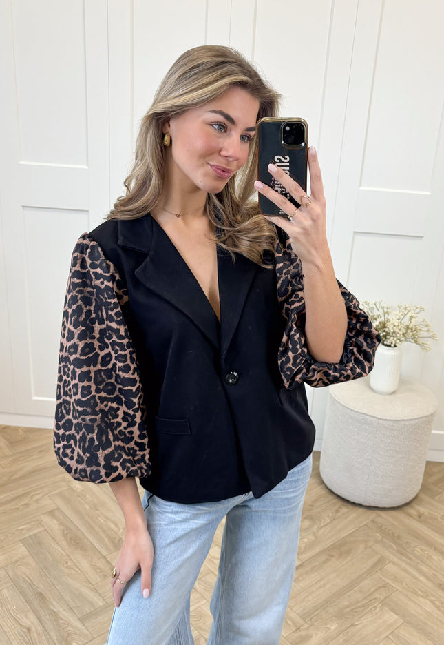 Famous Online Store Blazer Leopard sleeve