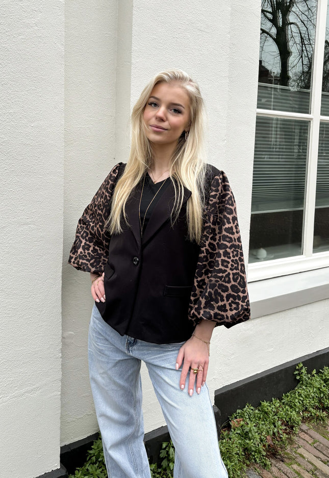 Famous Online Store Blazer Leopard sleeve