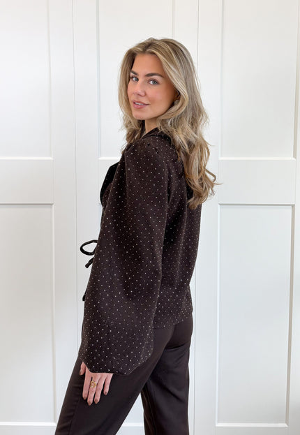 Famous Online Store Blazer met glitter steentjes bruin