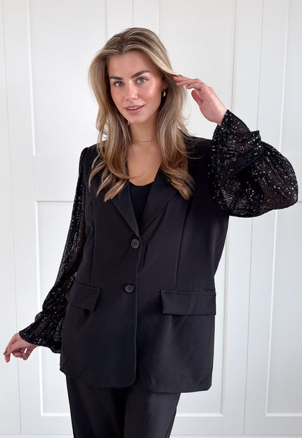 Famous Online Store Blazer met pailletten mouwen zwart