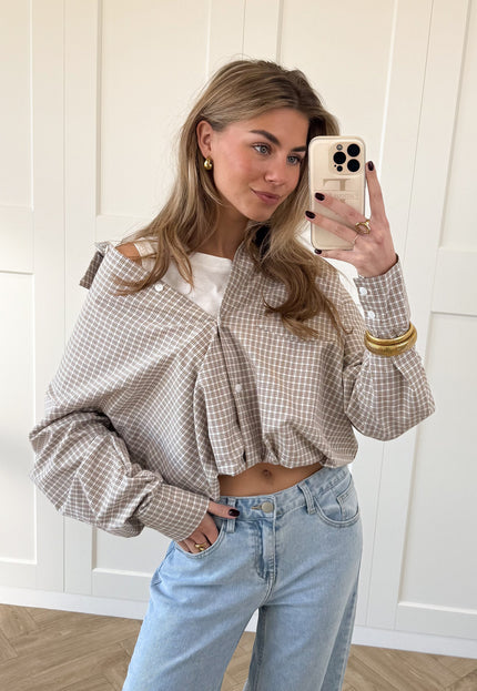 Famous Online Store Blouse Lilianne bruin geruit