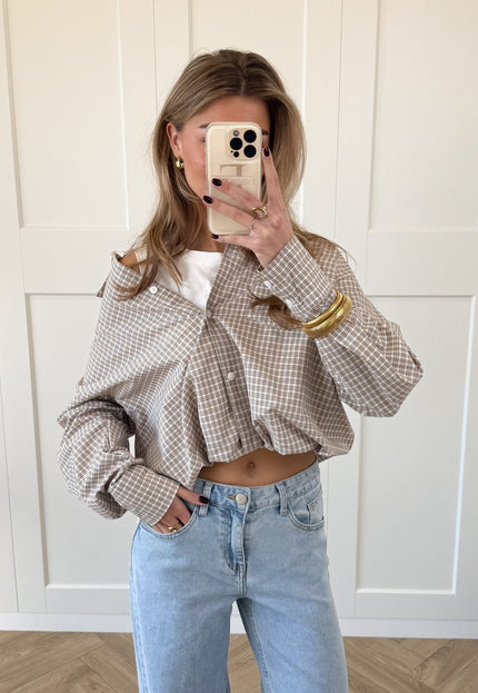 Famous Online Store Blouse Lilianne bruin geruit