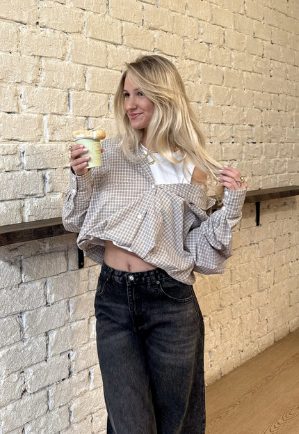 Famous Online Store Blouse Lilianne bruin geruit