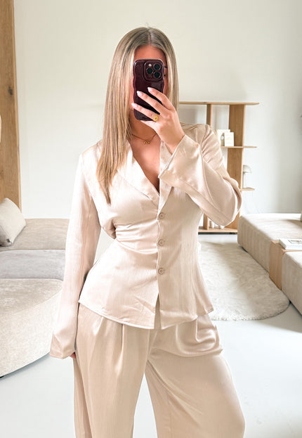 Famous Online Store Blouse satin Fem beige