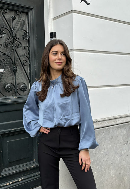 Famous Online Store Blouse satin Nora baby blauw