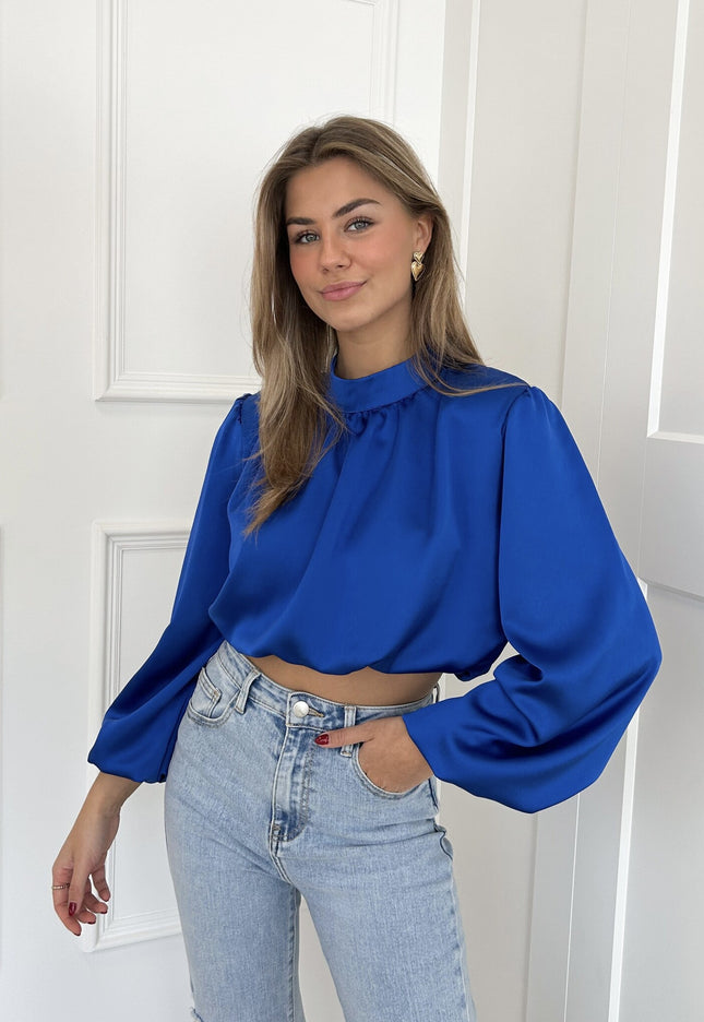 Famous Online Store Blouse satin Nora blauw