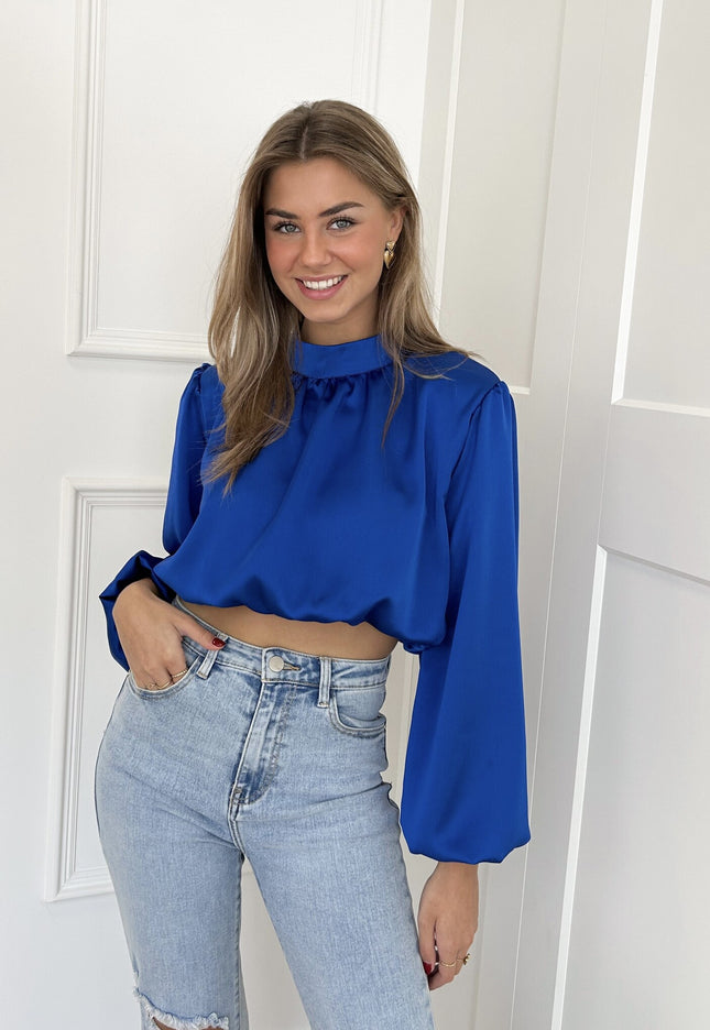 Famous Online Store Blouse satin Nora blauw