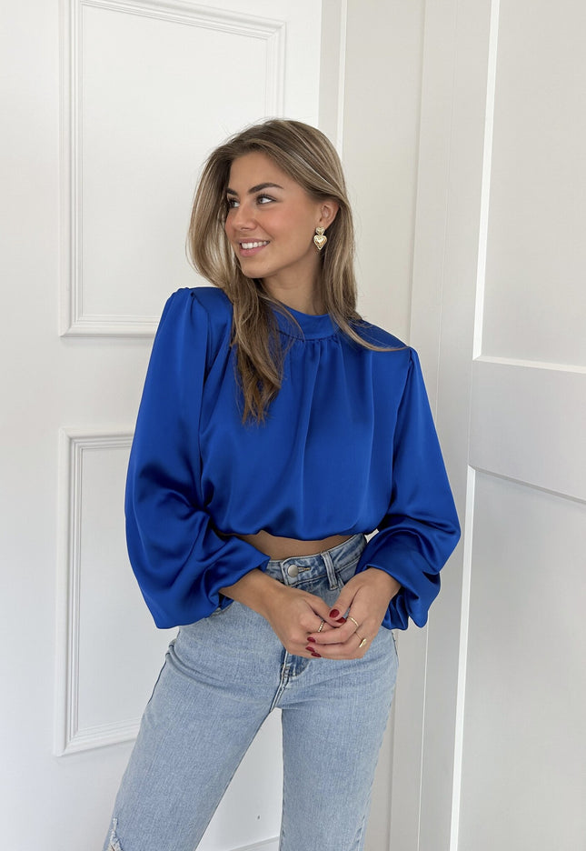 Famous Online Store Blouse satin Nora blauw