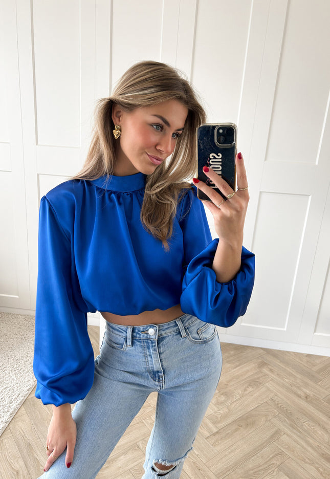 Famous Online Store Blouse satin Nora blauw