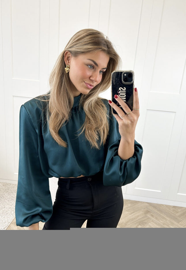 Famous Online Store Blouse satin Nora groen