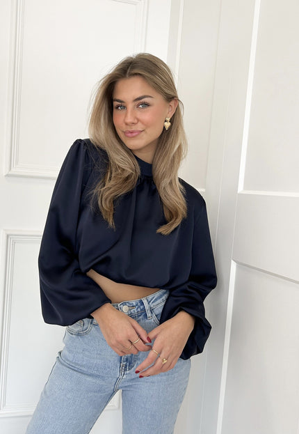 Famous Online Store Blouse satin Nora navy
