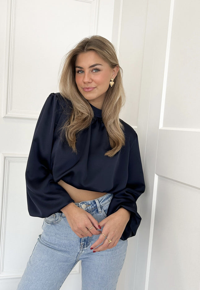 Famous Online Store Blouse satin Nora navy