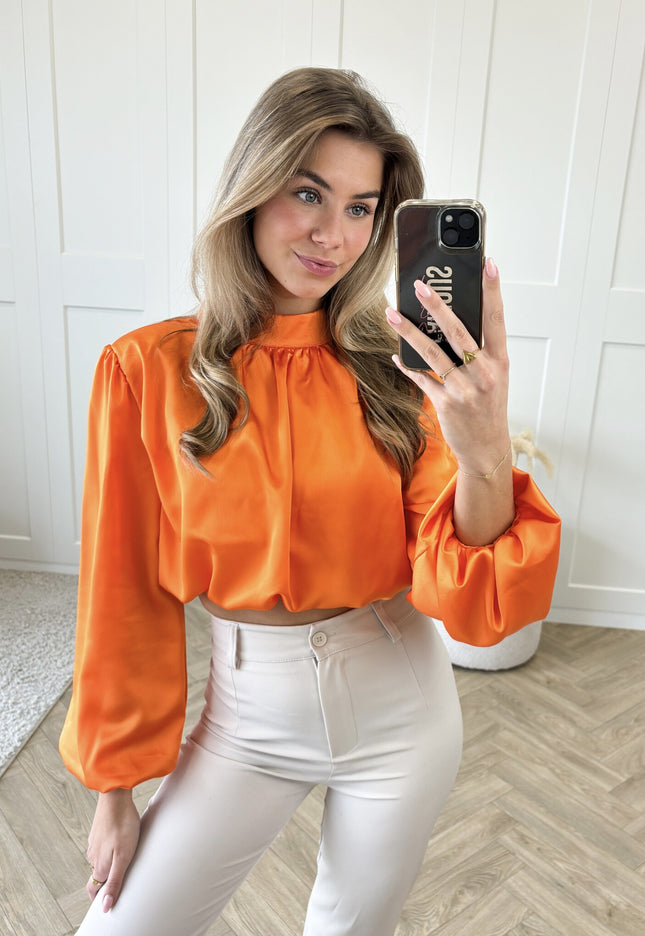Famous Online Store Blouse satin Nora oranje