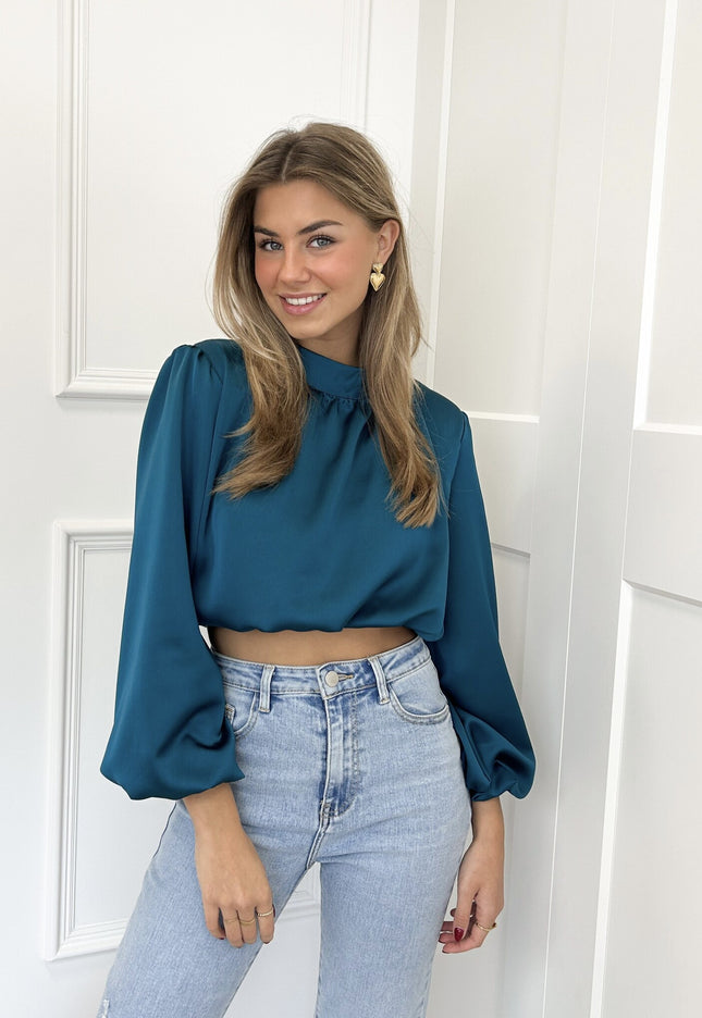 Famous Online Store Blouse satin Nora petrol