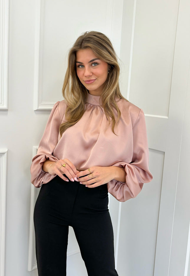 Famous Online Store Blouse satin Nora poederroze