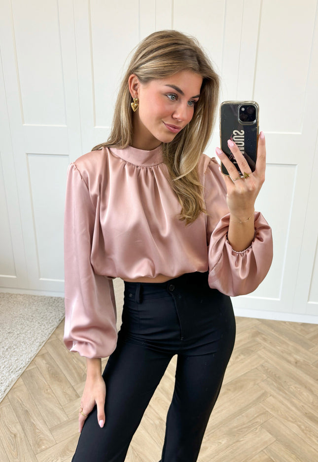Famous Online Store Blouse satin Nora poederroze