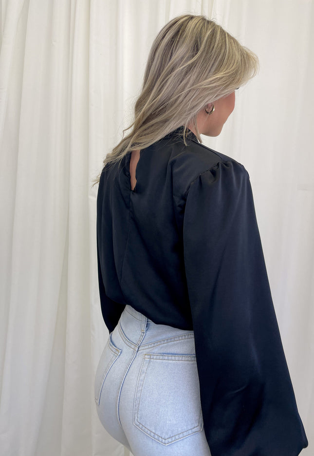 Famous Online Store Blouse satin Nora zwart