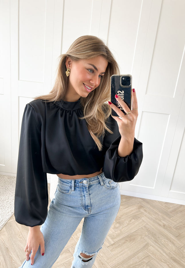 Famous Online Store Blouse satin Nora zwart