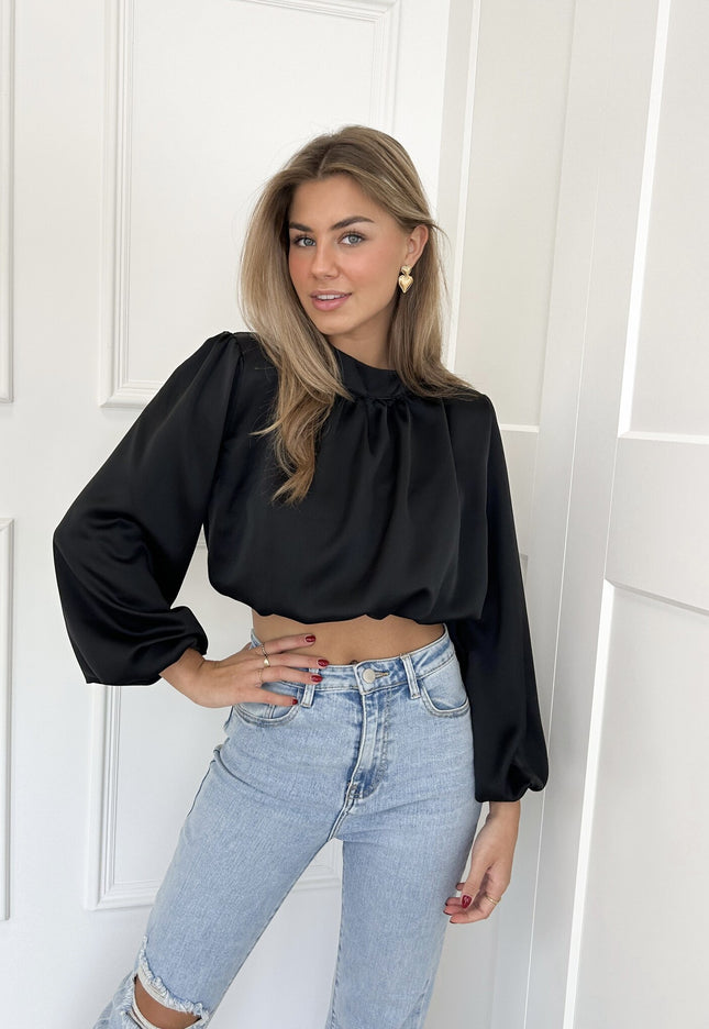 Famous Online Store Blouse satin Nora zwart