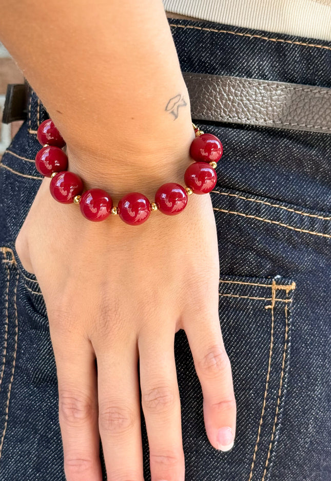Famous Online Store Bordeaux kralen armband