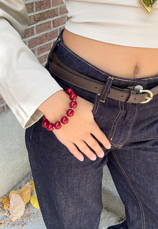 Famous Online Store Bordeaux kralen armband