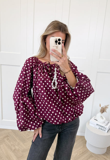 Famous Online Store Bordeaux polkodots top Isaline