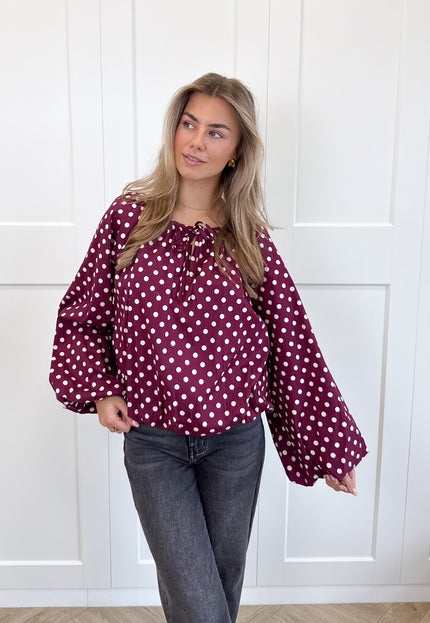 Famous Online Store Bordeaux polkodots top Isaline