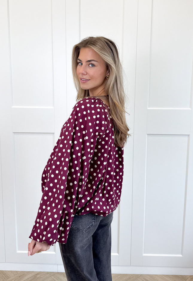 Famous Online Store Bordeaux polkodots top Isaline