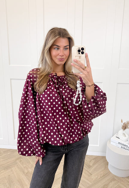 Famous Online Store Bordeaux polkodots top Isaline