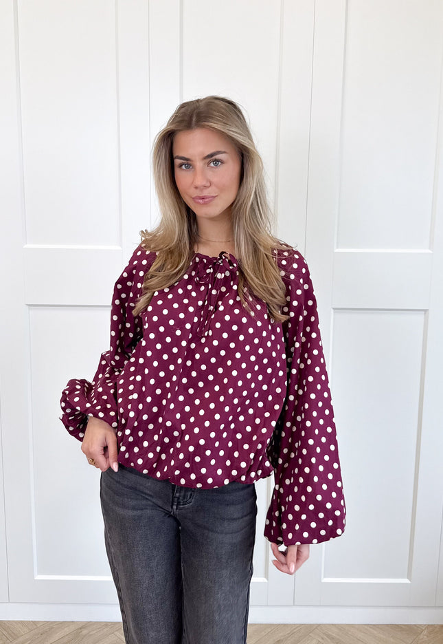Famous Online Store Bordeaux polkodots top Isaline