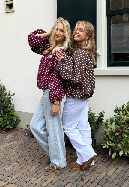 Famous Online Store Bordeaux polkodots top Isaline