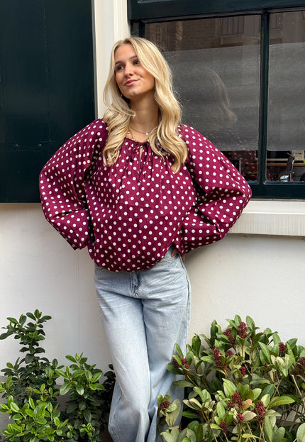 Famous Online Store Bordeaux polkodots top Isaline