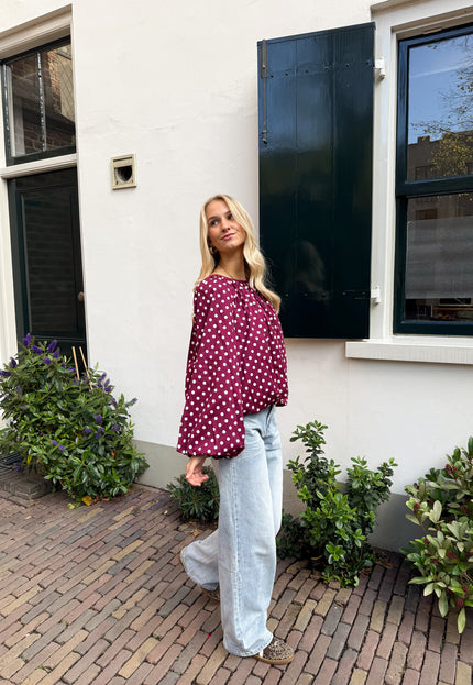 Famous Online Store Bordeaux polkodots top Isaline