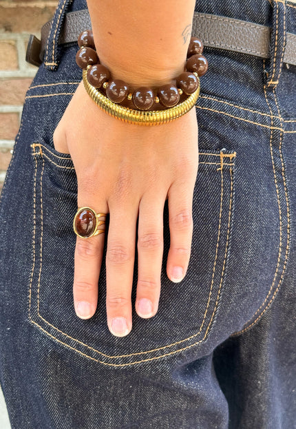 Famous Online Store Bruine kralen armband